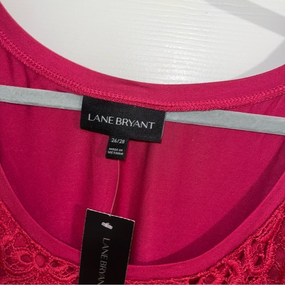 Lane Bryant Wine Red Lace Overlay Sleeveless Top 26/28 NWT New scalloped edge - Picture 5 of 6